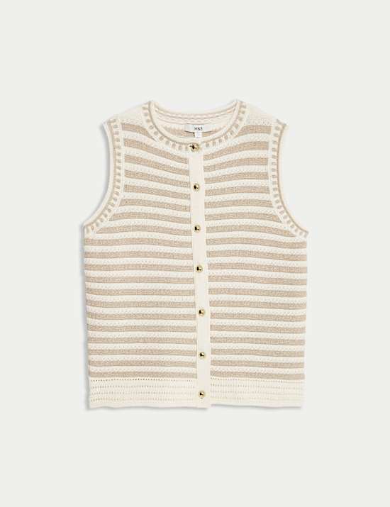 Cotton Rich Striped Knitted Waistcoat