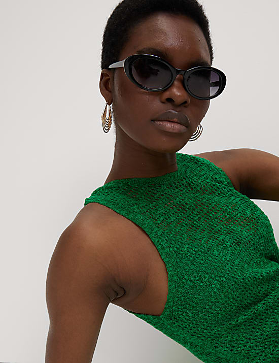 Cotton Rich Knitted Midi Dress with Linen