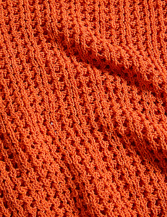 Cotton Blend Crew Neck Short Jumper