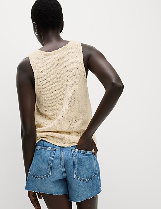 Cotton Rich Crew Neck Knitted Vest