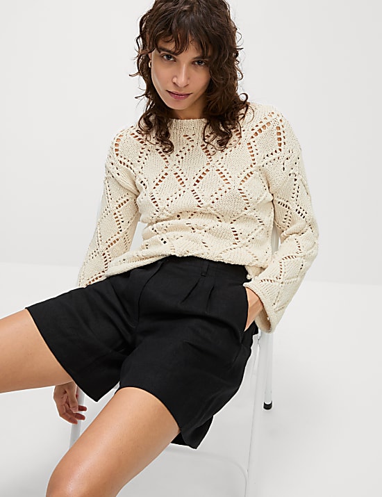 Cotton Blend Textured Jumper