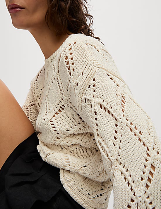 Cotton Blend Textured Jumper