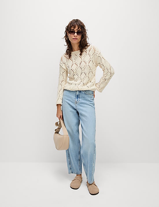 Cotton Blend Textured Jumper