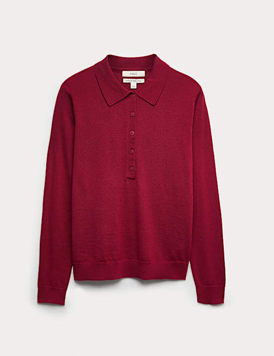 Pure Merino Wool Collared Button Front Jumper