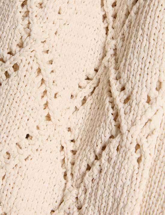 Kort vest van katoenmix met open stiksel