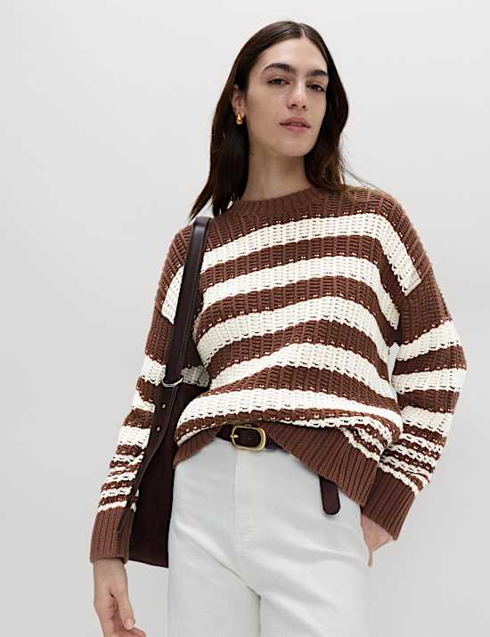 Cotton Rich Striped Relaxed Jumper