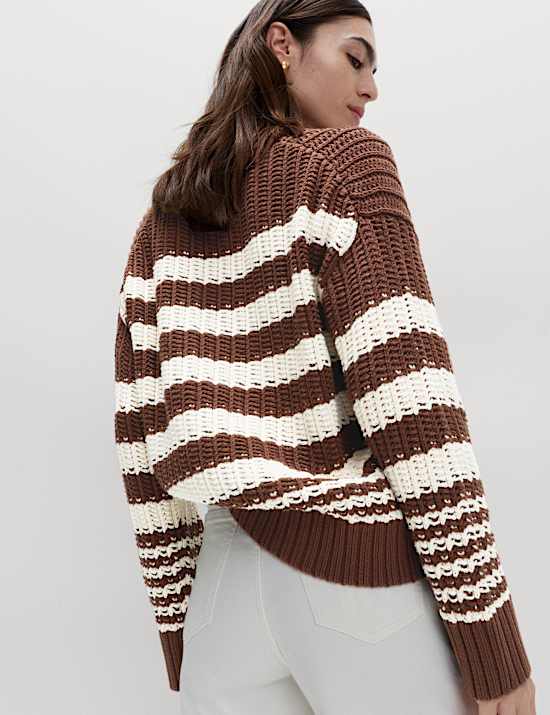 Cotton Rich Striped Relaxed Jumper