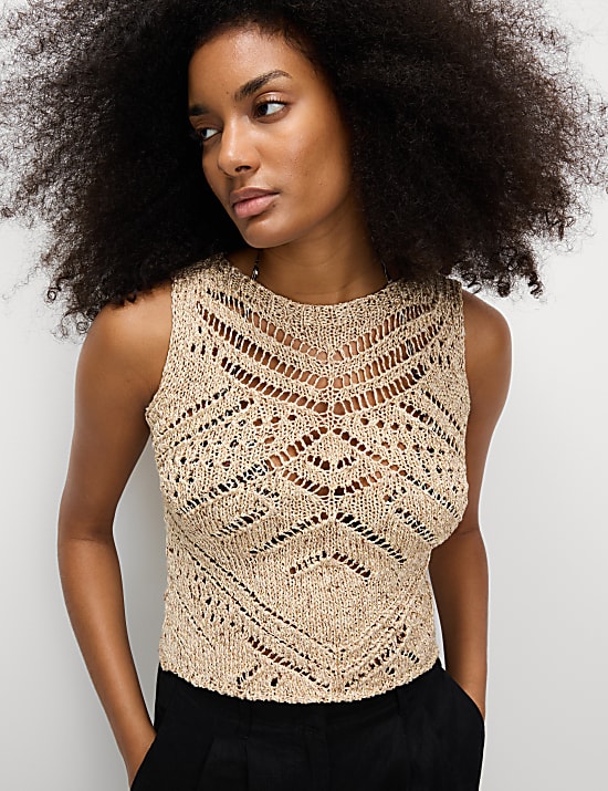 Metallic Vest With Cotton