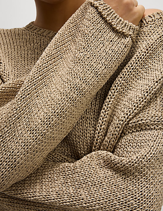 Pull textur&eacute; &agrave; col rond