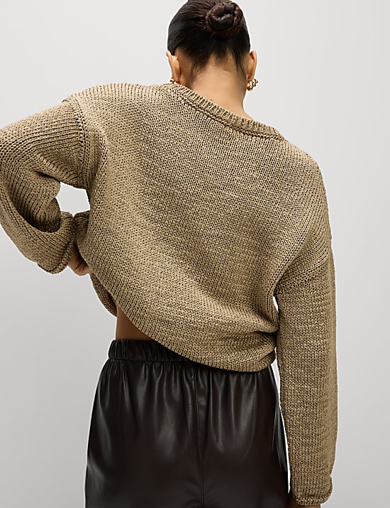 Pull textur&eacute; &agrave; col rond