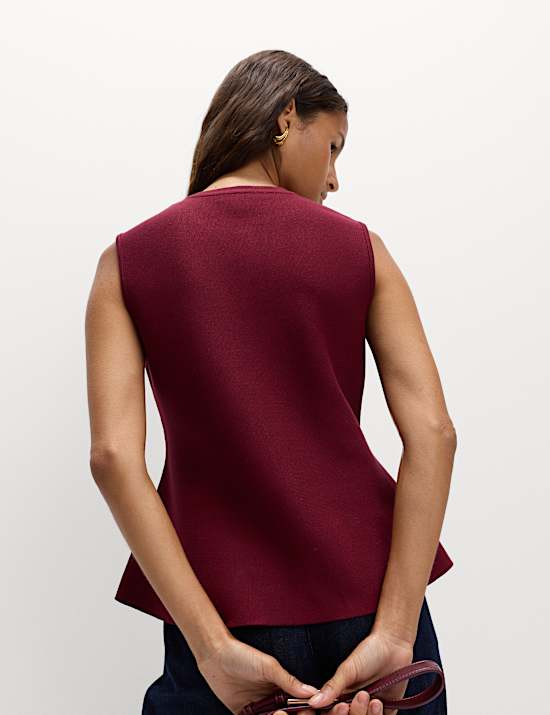 Crew Neck Button Through Waistcoat