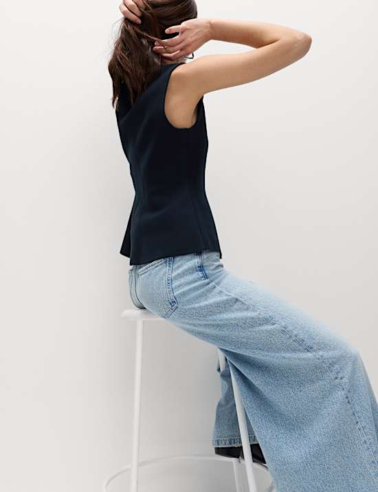 Crew Neck Button Through Waistcoat