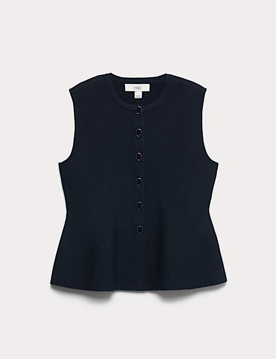 Crew Neck Button Through Waistcoat