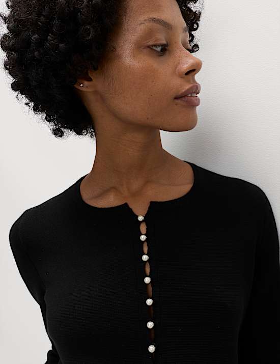 Soft Touch Button Through Fitted Cardigan