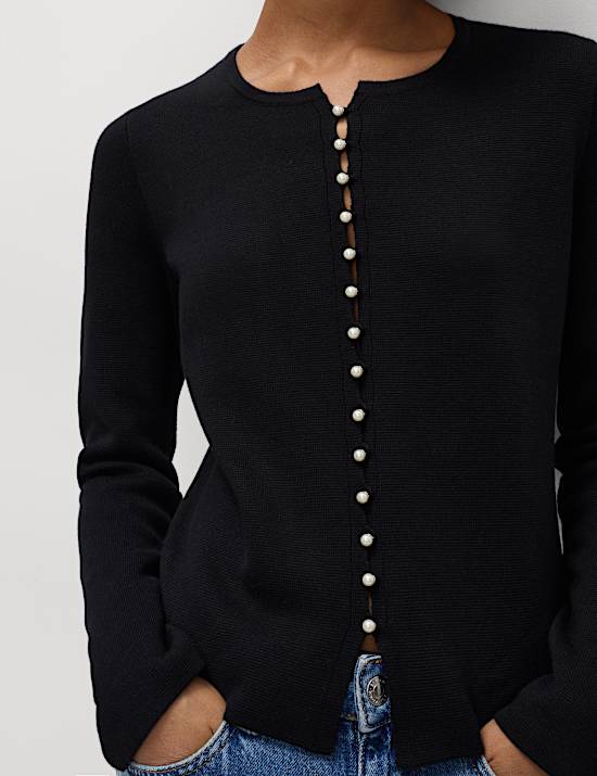 Soft Touch Button Through Fitted Cardigan