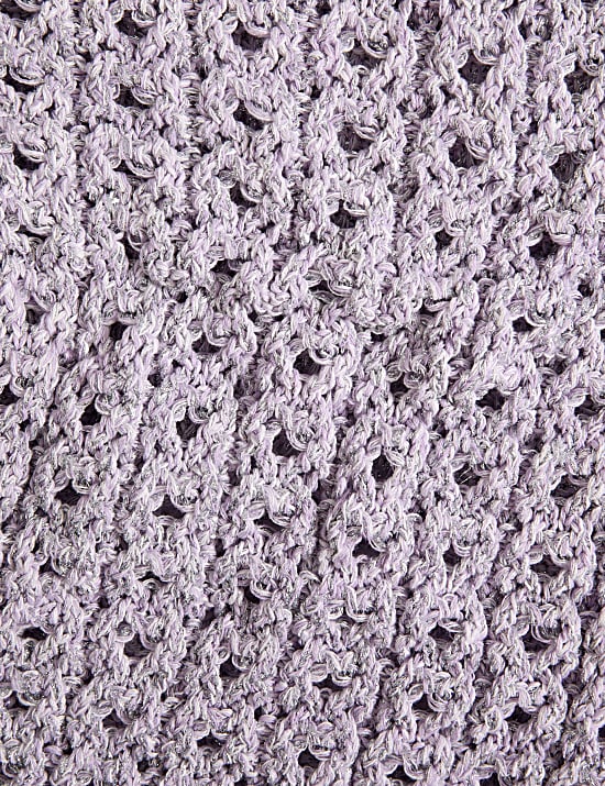 Cotton Blend Metallic Textured Jumper