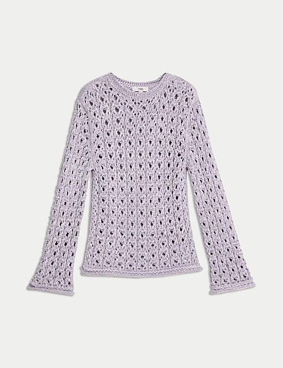 Cotton Blend Metallic Textured Jumper