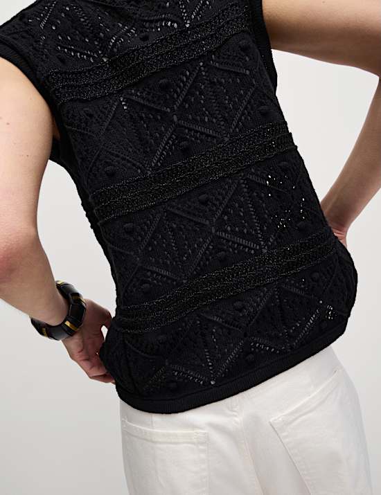 Cotton Rich Slim Textured Cropped Waistcoat