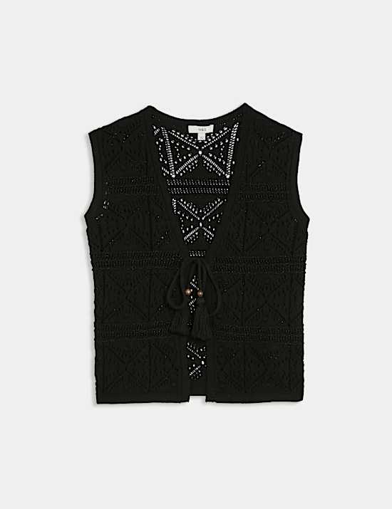 Cotton Rich Slim Textured Cropped Waistcoat