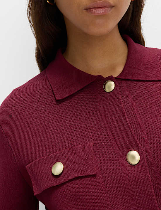 Πλεκτή Ζακέτα με Γιακά