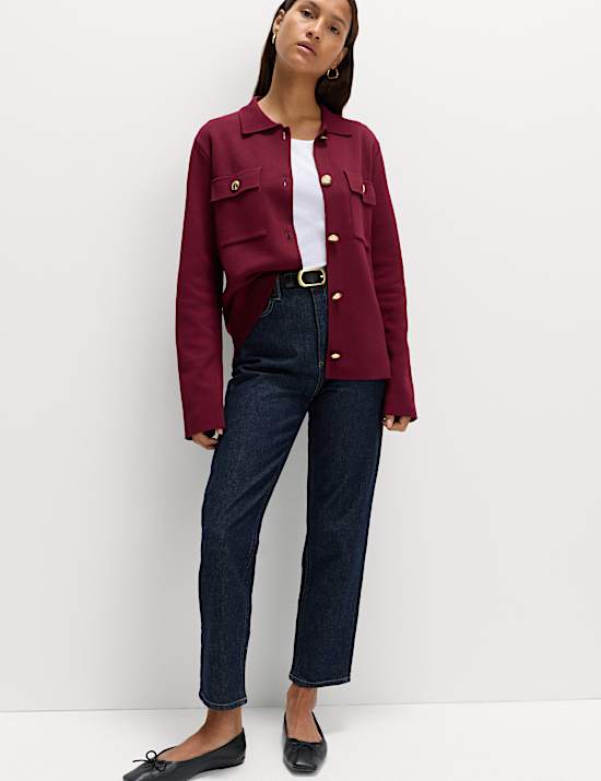 Πλεκτή Ζακέτα με Γιακά