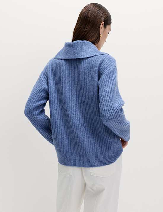 Ribbed Collared Jumper With Wool
