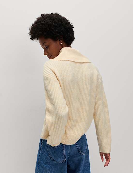 Ribbed Collared Jumper With Wool