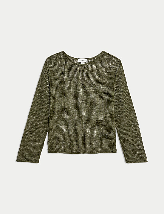 Cotton Blend Metallic Jumper with Linen