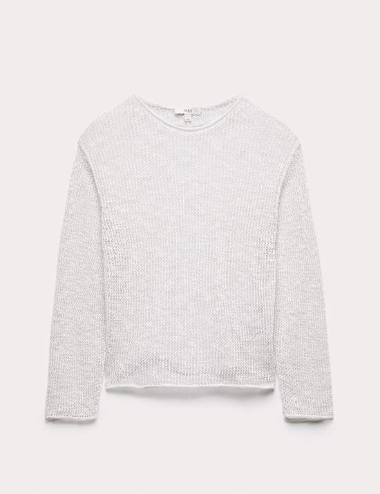 Cotton Blend Metallic Jumper with Linen