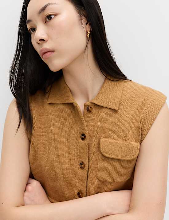 Cotton Rich Pocket Knitted Waistcoat