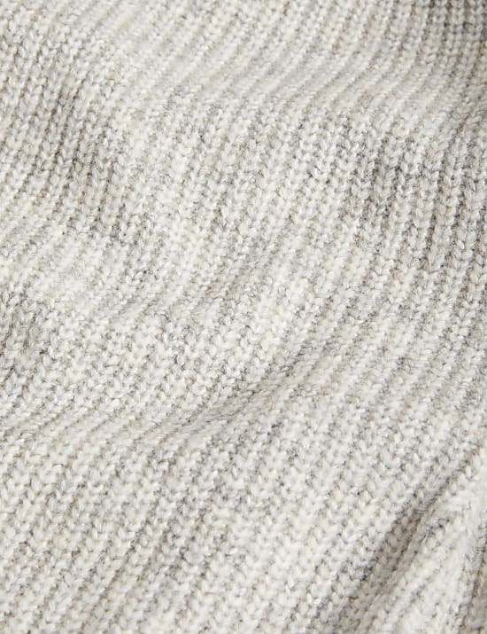 Μάλλινη ζακέτα από αλπακά με ριμπ ύφανση σε μακριά γραμμή