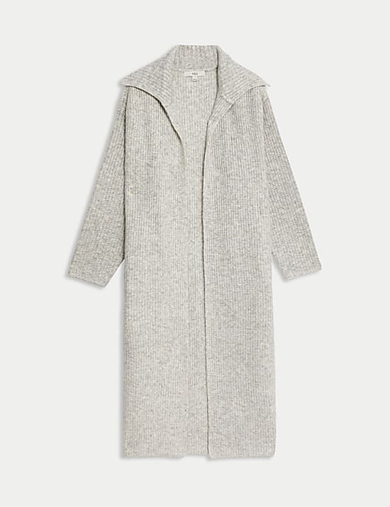 Μάλλινη ζακέτα από αλπακά με ριμπ ύφανση σε μακριά γραμμή