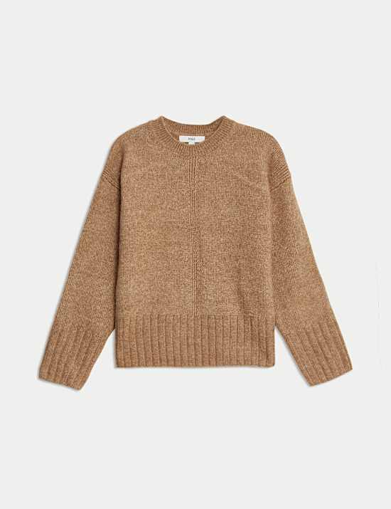 Su&eacute;ter informal texturizado de cuello redondo