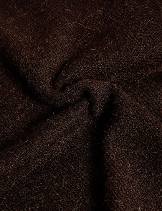 Textured Funnel Neck Jumper with Alpaca Wool