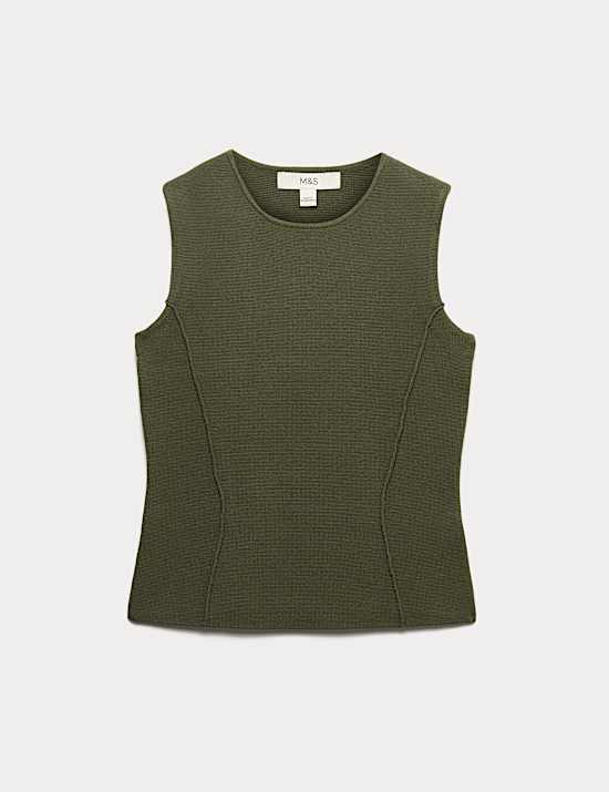 Teksturowana taliowana kamizelka dzianinowa o kroju slim fit
