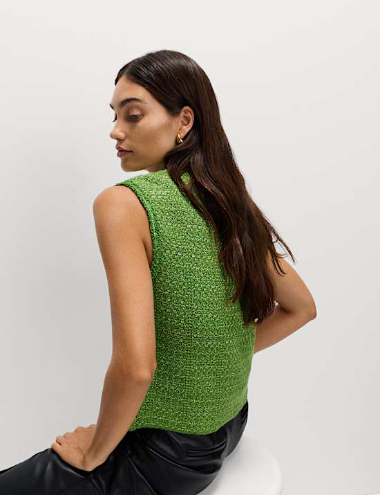 Cotton Blend Pocket Detail Military Waistcoat