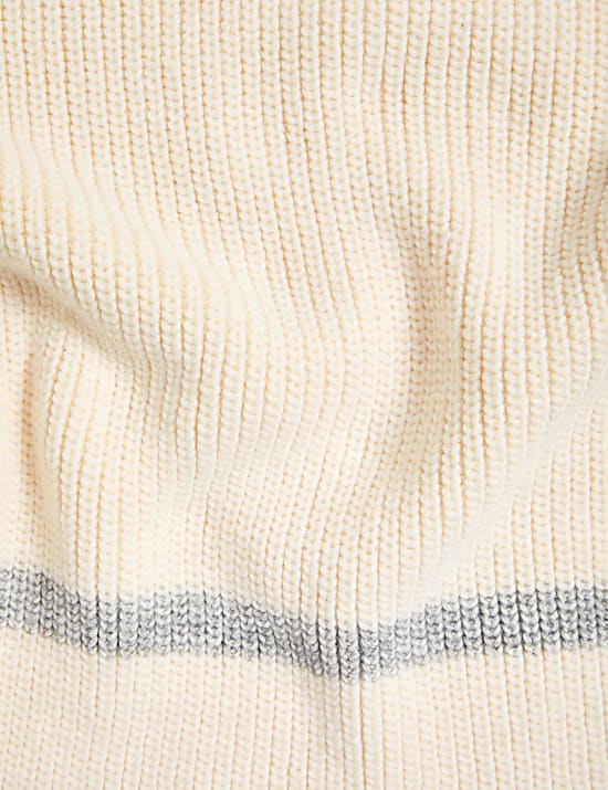 Striped Ribbed Button Detail Relaxed Jumper