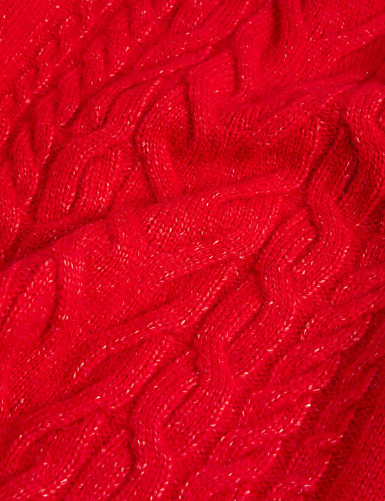 Pull en maille torsadée à col rond avec laine