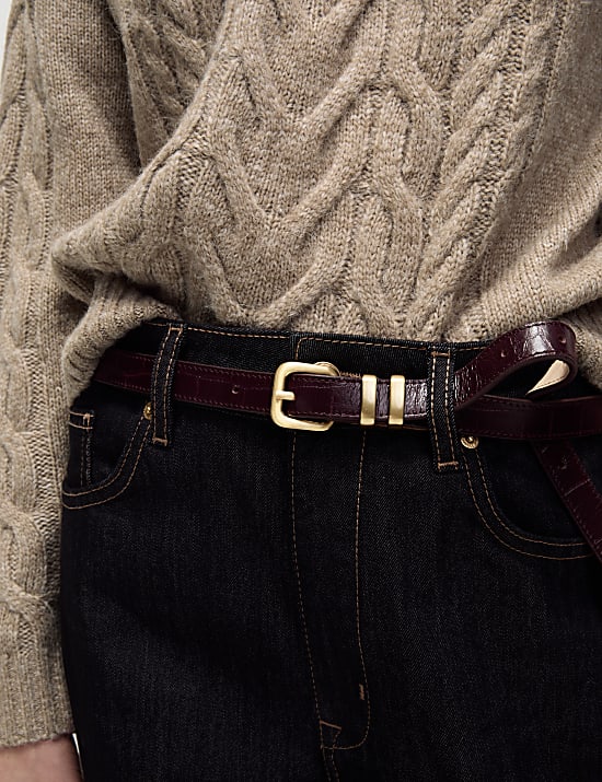 Cable Knit Crew Neck Jumper with Wool