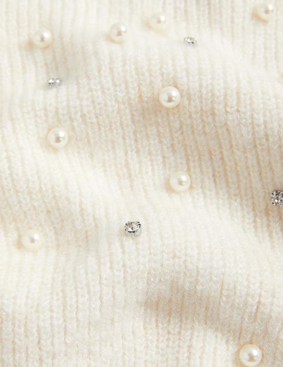 Kardigan Kancing Depan Kerah V Dengan Hiasan