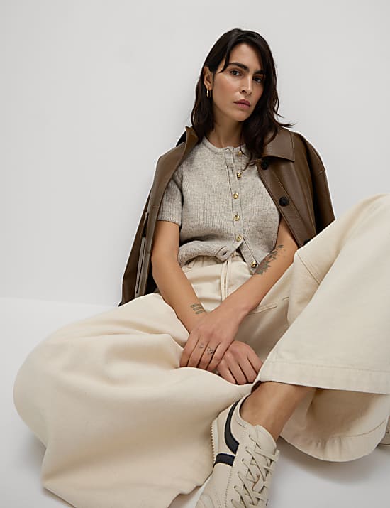 Textured Button Front Cardigan