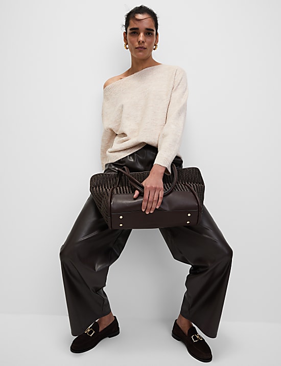 Slash Neck Relaxed Jumper with Alpaca