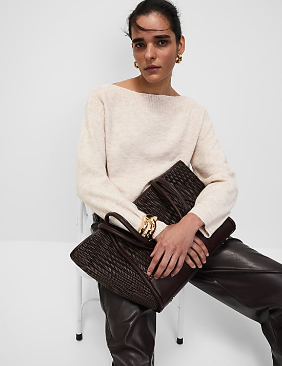 Slash Neck Relaxed Jumper with Alpaca