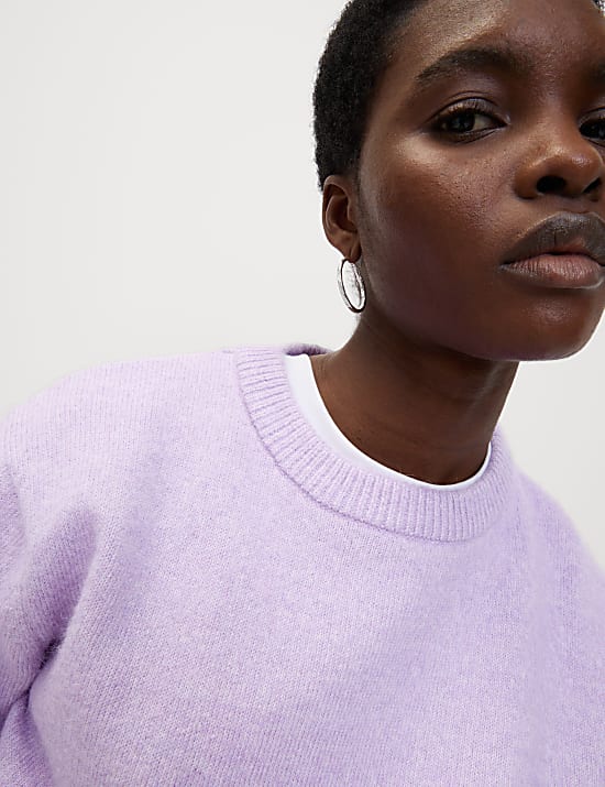 Textured Relaxed Jumper with Alpaca