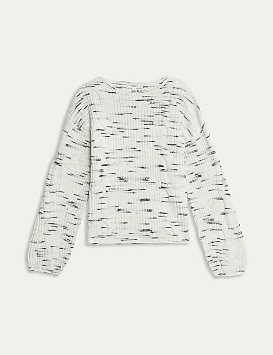Patterned Crew Neck Jumper With Wool