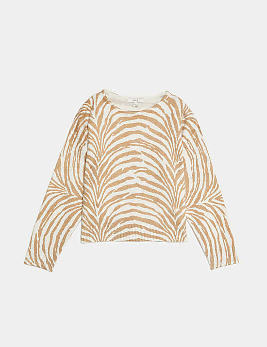 Su&eacute;ter informal de lana de canal&eacute; con estampado animal