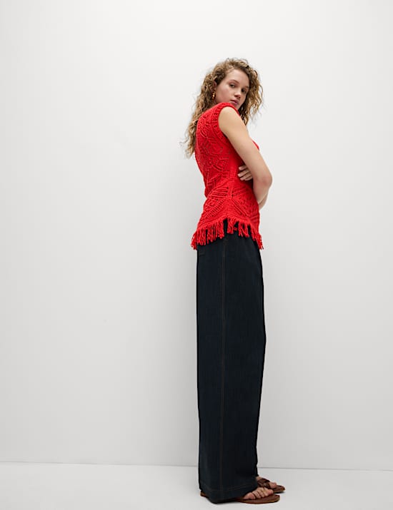 Atasan Rajut Bertekstur Katun Murni Slim Fit