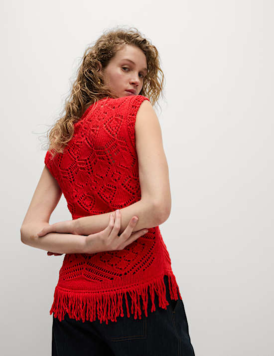 Atasan Rajut Bertekstur Katun Murni Slim Fit