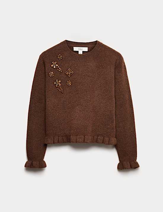 Gem Embellished Jumper with Wool