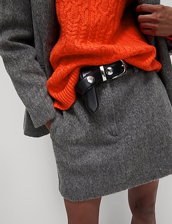 Jumper Berleher Tinggi Rajutan Kabel dengan Wol